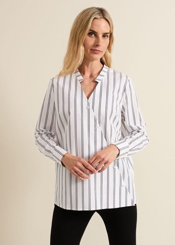 Phase Eight Ashlyn Asymmetric Striped Shirts White Canada | HPXYBL-579